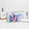 Opbergzakken Waterdichte Rits Make-up Beauty Case Vrouwelijke Meisjes Briefpapier Tas Cosmetische Laser Kleur Transparant PVC Toilettas Make-up