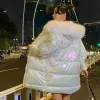 2022 New Winter Parkas Facken Fiffer Piffer Coat光沢のある暖かい毛皮の首輪フード付きLG女性ダウンコットパーカアウトウェアN6y7＃