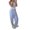 Damesbroek Dames Casual wijde pijpen Lounge Leuke elastische Wiaist-broek met trekkoord Mode geruite pyjamabroek