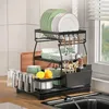 Kitchen Storage Dish Drying Rack 3-Tier Large Bowl Racks Countertop Water Cup Chopsticks Knife Fork Dishes Organizer