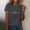 T-shirts pour femmes imprimé solaire col rond manches courtes petit haut t-shirt surdimensionné pour les femmes