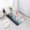 Badmatten Landschapsschildermat Rode Zon Mist Bos Inkt Bloem Vogel Esthetische Kunst Badkamer Decor Anti Slip Voet Toilet Tapijt Karper