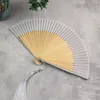 Chinese stijl pure kleur zijde stof opvouwbare ventilator eenvoudig antiek bamboe voor dansen pograph zomer decoratief 240325