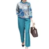 spring Summer Fall Women Suit Fr Print Women's T-shirt Pants Set with Three Quarter Sleeves Loose Pockets Wide for Female U5rQ#