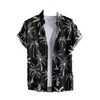 Men's Casual Shirts Men Beach Shirt Coconut Tree Print Summer Single-breasted Lapel Cardigan For Vacation Style Holiday