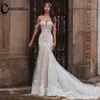 Chandela Charmiga bröllopsklänningar Scoop Spaghetti Straps Trumpet Applicques Bridal Gown Robe de Mariee For Women Custom Made 240328