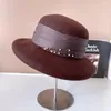 Berretti Boutique francese di alta qualità Cappelli in feltro per donna Donna Elegante temperamento Cappello Fedora a tesa larga Perla Berretto cloche di lusso