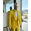 fi ternos de luxo amarelo brilhante para homens terno único breasted xale lapela traje elegante 3 PieceJacket + calças + colete conjunto completo k7eP #