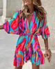 Casual Dresses Summer Irregular Mini Dress Fashion Print Elegant Bohemia Sundress Bat Sleeve Ruffles Vestidos For Women