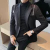 Britischer Stil Männer Blazer Zweireiher Busin Casual Anzug Jacke Bühnenshow Bühnenshow DJ Dr Mantel Soziale Männer Kleidung a3dK #