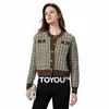 toyouth Mulheres de malha cardigan suéteres 2024 primavera nova treliça vintage bolso single-breasted o pescoço manga lg outwear topos d2Ah #