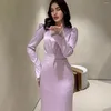 Casual Jurken Eid Moslim Jurk Voor Vrouwen Feest Abaya Marokko Vlek Slank Geplooid Ramadan Lace-up Kaftan Islam Dubai Arabische Lange Gewaad 2024