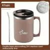 1pc Insulated Coffee Mug, Stainless Steel Water Cup with Straw and Lid
