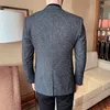 Högkvalitativ grå blazer män fi 2020 Nya herrar formella slitage blazer jacka män smal passar casual randiga kostymer päls 4xl-m 84x5#
