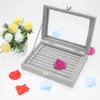 24 Grids8 Booths Velvet Jewelry Box With Glass Cover Jewelry Ring Display Box Tray Holder Storage Box Organizer Drop 240315