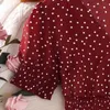 Kid Casual Dress for Girls Summer 2023 Children Short Sleeve Vneck Dot Print Red Princess Fashion Clothing 714Y 240325