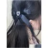 Accessori per capelli Miniera Stile giapponese Fiocco in pizzo Amore Forcina a forma di cuore Dolce ragazza Clip laterale Spilla da donna con strass Fermagli per capelli Goccia Dhom4