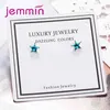 Orecchini a bottone alla moda in argento sterling 925 geometrici con zirconi cubici bule a forma di stella per le donne e le ragazze, regalo per le vacanze