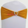 SASHES 10st 50st Stretch Wedding Chair Bow Sash Elastic Spandex Chair Band With Heart for Hotel Event Party Decoration