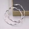 Oorringen Real Solid 925 Sterling Zilver Dames Lucky Glossy Twist Circle Stud 35mm
