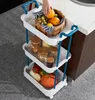 Almacenamiento de cocina, 2/3 niveles, organizador doméstico móvil de plástico, herramienta rodante, carrito de estantería, carros de utilidad