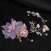 Clips de cheveux Barrettes Diadème de mariée Feuilles élégantes Accessoires de décoration de fleurs pour femmes Perles Cristal Robe de princesse Bijoux Drop de Othsv