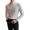 T-shirts pour hommes Twist Crochet Knit Hommes Tricots de luxe 2024 Printemps Mode Solide Slim Pull à col roulé Mens à manches longues Tops tricotés