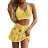 Set bikini per costumi da bagno per adolescenti Costume da bagno estivo da spiaggia in due pezzi scavato all'uncinetto 240322