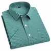 plus Large Size 6XL 5XL 100% Cott Men's Plaid Shirts Short Sleeve Thin Summer Luxury Standard Fit Checked Casual Shirt For Men r1un#