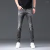 Herenjeans Sportlijnontwerp Grijs Stijlvol Eenvoudig en veelzijdig Street Straight Slim Fit Stretch Voetenbroek