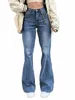 Calça jeans skinny azul de alta elasticidade feminina com ajuste - Calça jeans elegante e confortável Calça jeans skinny azul de alta elasticidade feminina com Y6T3 #