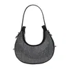 Shoulder Bags Women Rhinestone Shiny Tote Bag Glitter Bling Crescent Underarm Purse Lady Wedding