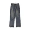 Fewq Spring American Wed Jeans épissés Vintage 2024 High Street Design plissé Pantalon large jambe mâle Fi 24X8097 H6cW #
