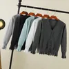 Clothing Cardigan Bluzki przycięte szydełkowane Top Korean Fi Style Jersey Tricot Knitted Ladies Sweters wierzchnia czarna n4yd#