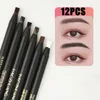 12 Stück Augenbrauenstift Hart Microblading Brow Definer Enhancer Bleistift Wasserdicht Leicht aufzutragendes Make-up Natürliche Wild Brows Tattoo Tönung 240325