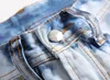 2021High Street Masculino Rasgado Jeans Homens Casual Slim Fit Denim Calças Ponto Branqueamento Reto Stretch Jeans Light Blue I0Ps #