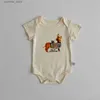 T-Shirts 2023 Yaz Yeni Bebek Kısa Kollu Bodysuit Sevimli Karikatür Baskı Yenidoğan Tulum Türklü Erkek Kız Giysileri Bebek Onesie 0-24M24328