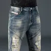 Nostalgique Blue Jeans Denim Hommes Stretch Slim Straight Regular Fit Pantalon décontracté Marque Party Hip Hop Pantalon Fi H6hX #