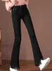Dżinsy damskie koreańskie wysokiej talii ponadgabaryt 9xl dżinsy flare nowe swobodne spodnie dżinsowe rozciągnij chude vaqueros moda szczupłe pantelones femme 24328