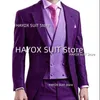 Mens 3 Peça Terno Slim Fit Xaile Lapela Uma Bunda Jaqueta Colete Calças Busin Formal Escritório Casamento Noivo Prom Smoking E8VI #