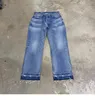 Jeans för män klippte ons skadade rippade trendiga 2024 Ny Spring Summer Loose Clean Fit Style Archival Fi 8545#