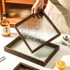 Teetabletts Rechteckiges Glas Luxuriöses chinesisches kleines Zubehör aus Holz Bandeja Para Cha Küchenzubehör