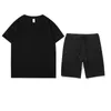 2 -stycken Mens Outfits Men Set Cotton Tshirts Shorts Sport Suit Jogging Tracksuit Casual Streetwear Short Set 240315