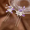 Pinces à cheveux en forme de U en strass, 2 pièces, fourchettes, diadèmes de mariée, épingles latérales en cristal pour filles, couronnes, accessoires de mariage