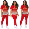 Lato Ladies krótki rękaw dwuczęściowy zestaw kobiet koszulki sportowe garnitur dresowy streetwear femme ubranie k5lv#