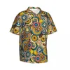 Chemises décontractées pour hommes Chemise hawaïenne Vacances Multi Tournesol Blouses Abstrait Swirl Artsy Vintage Homme Manches courtes Street Style Vêtements