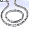 Ketting Oorbellen Set Armband Sets Voor Mannen 8mm Brede Ketting Crub Cubaanse Hoge Kwaliteit Roestvrij Stalen Sieraden Man Party vader Aanwezig