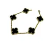 Brand Fashion High version Van classic four leaf clover bracelet 925 sterling silver plated with 18K gold natural black agate live broadcast