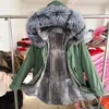 Lavelache Homens Parka Jaqueta de Inverno Real Casaco de Pele de Coelho Lg À Prova D 'Água Grande Gola de Pele de Raposa Natural Streetwear w7Mu #