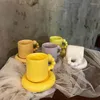 Kubki Fashion Ceramiczna kreatywna filiżanka do kawy z tacą Nordic Dom Home Decor Ręcznie robione sztuki kubek herbaty spersonalizowane prezenty
